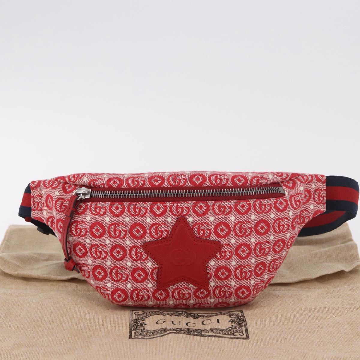 GUCCI Children's Sherry Line Waist bag Canvas Navy Red 502095 Auth BA13781V