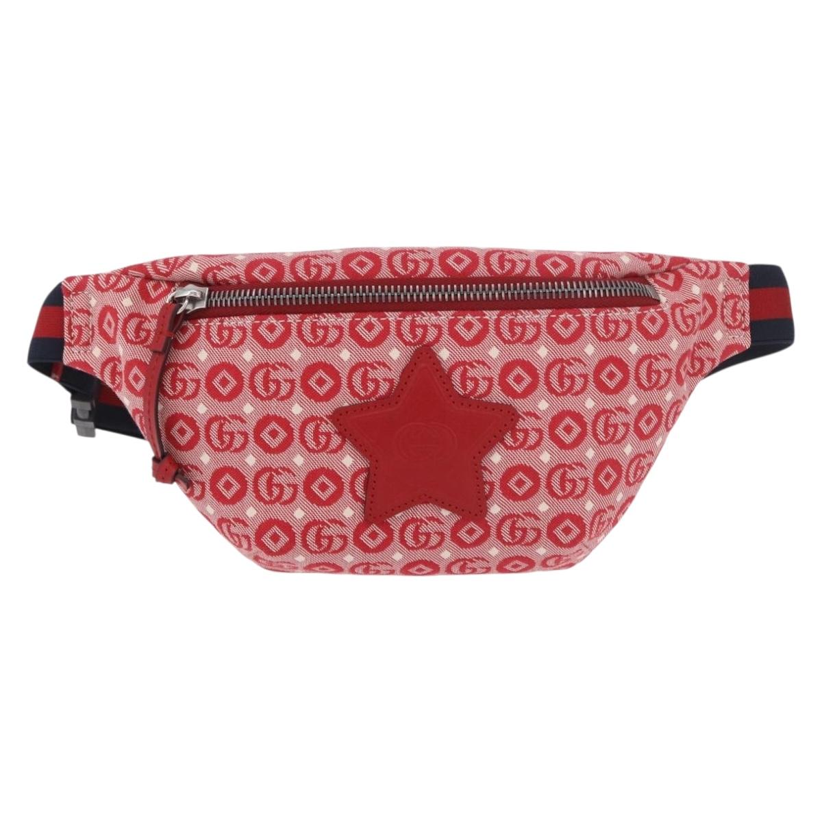 GUCCI Children's Sherry Line Waist bag Canvas Navy Red 502095 Auth BA13781V