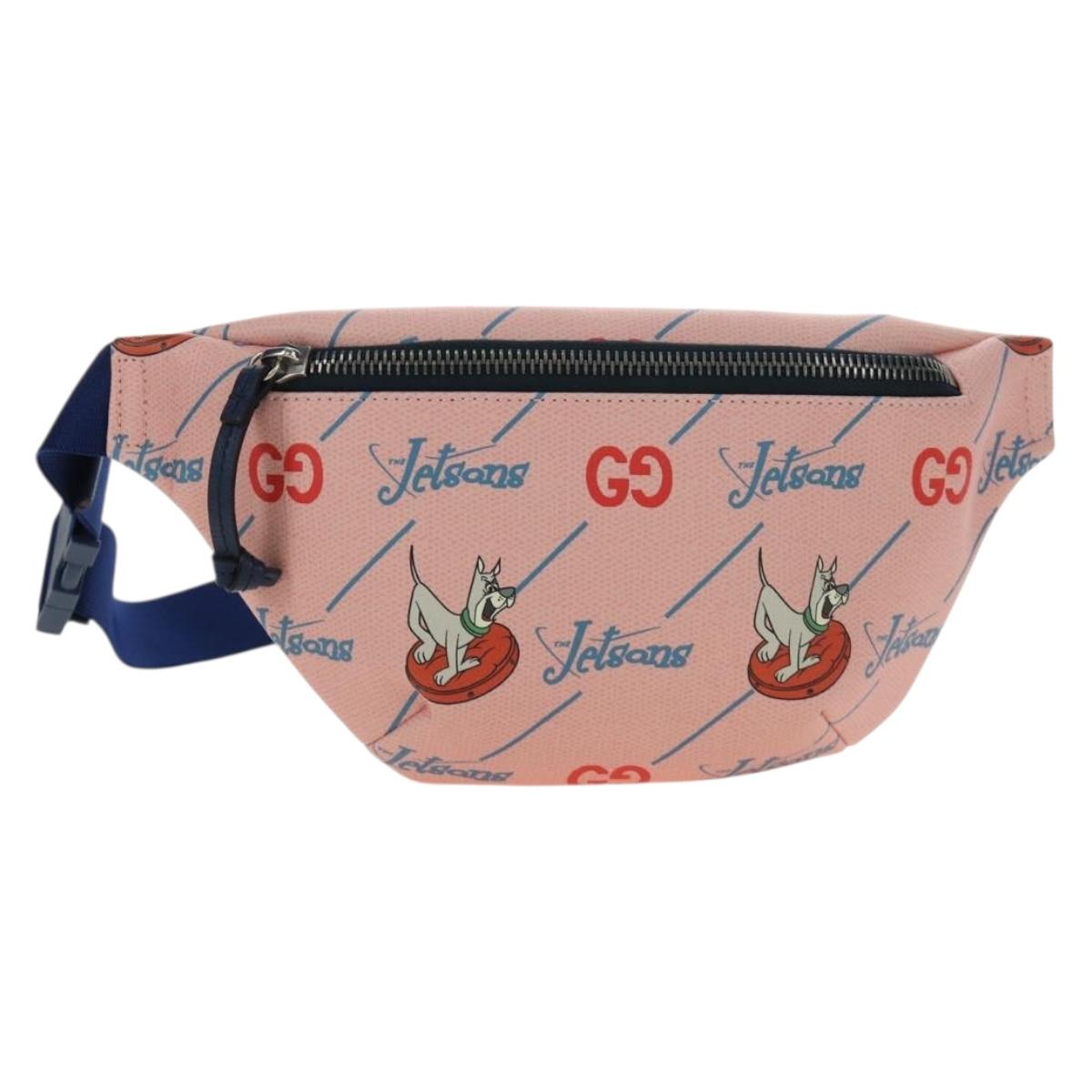 GUCCI GG Supreme Jetsons Collaboration Bag PVC Pink Silver 502095 Auth BA13782V