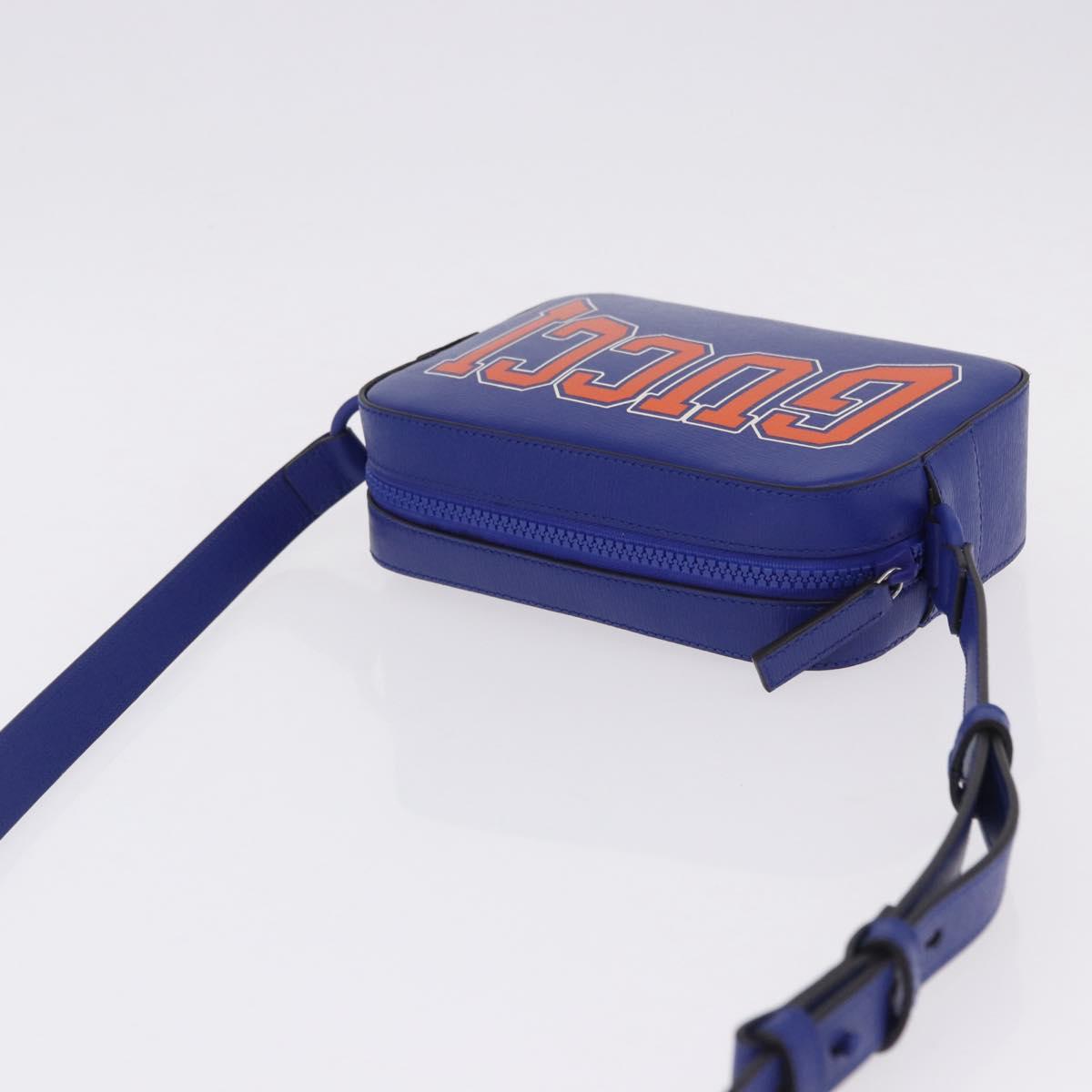 GUCCI NY Dragons Shoulder Bag Leather Blue Orange 773190 Auth BA13783M