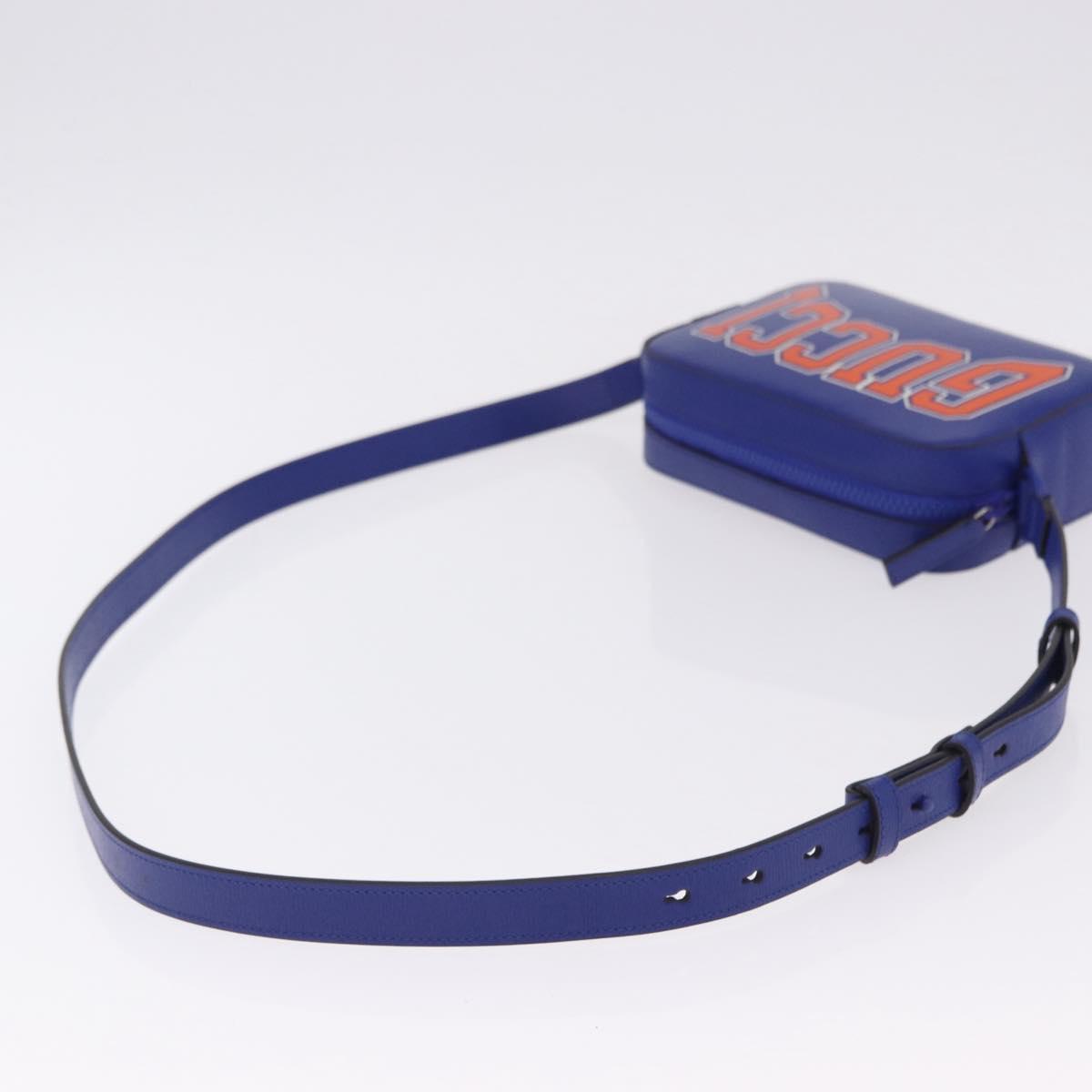 GUCCI NY Dragons Shoulder Bag Leather Blue Orange 773190 Auth BA13783M