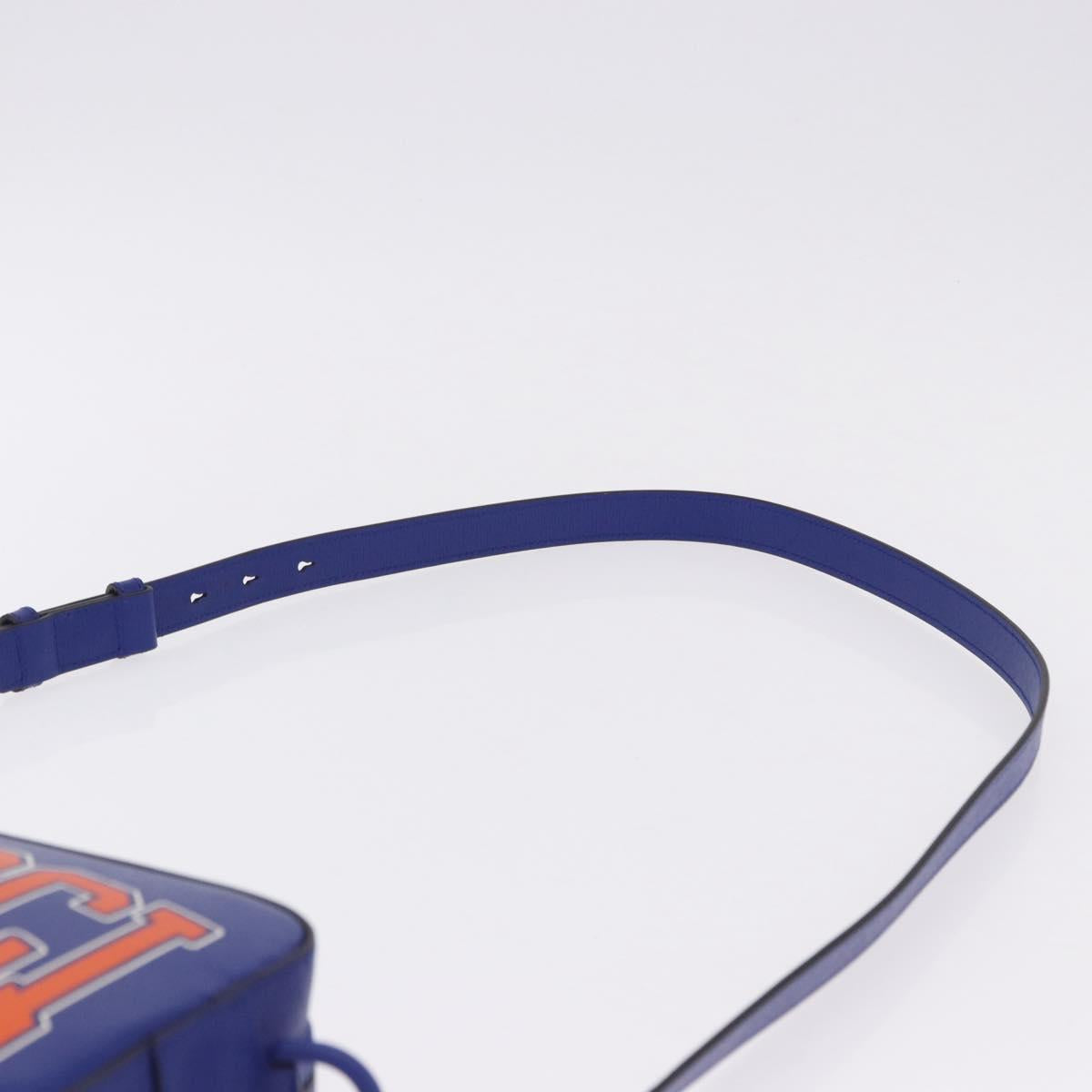 GUCCI NY Dragons Shoulder Bag Leather Blue Orange 773190 Auth BA13783M