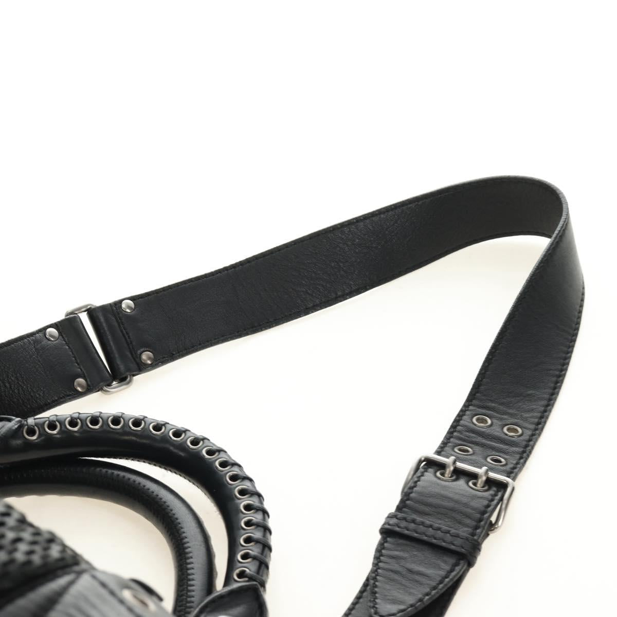 Miu Miu Hand Bag Leather 2way Black Silver Auth BA13790V