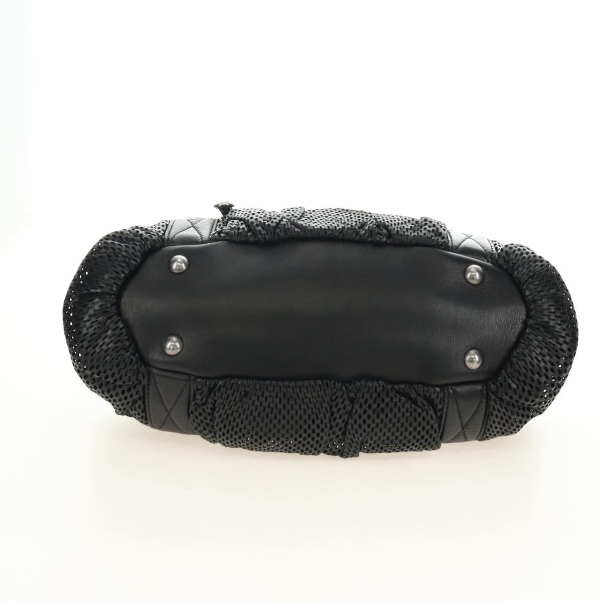 Miu Miu Hand Bag Leather 2way Black Silver Auth BA13790V