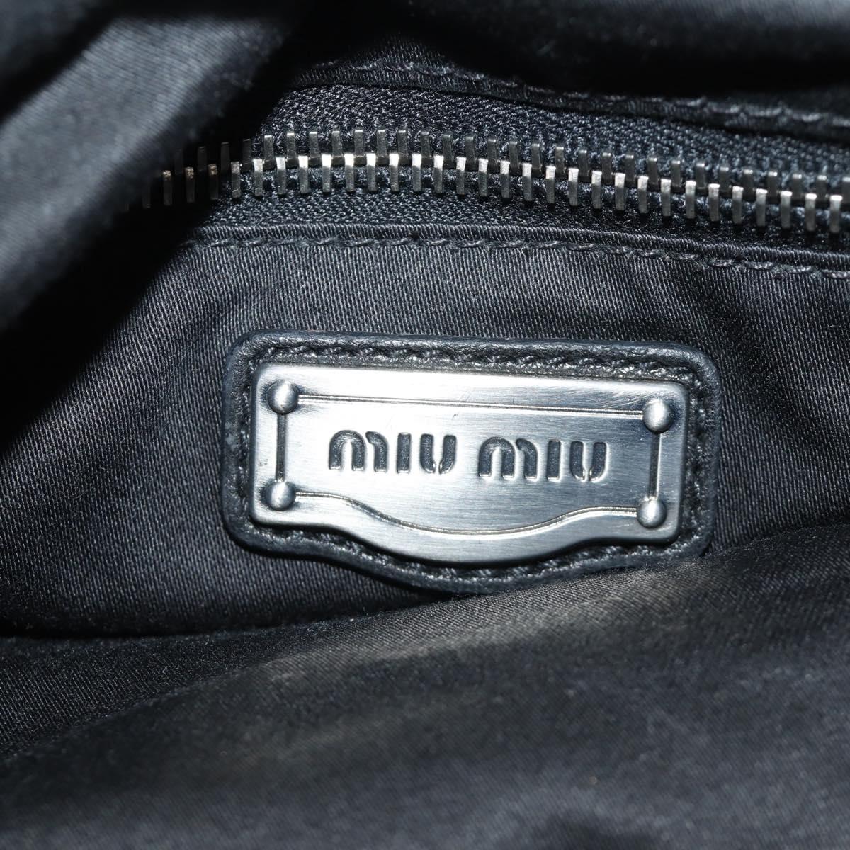 Miu Miu Hand Bag Leather 2way Black Silver Auth BA13790V