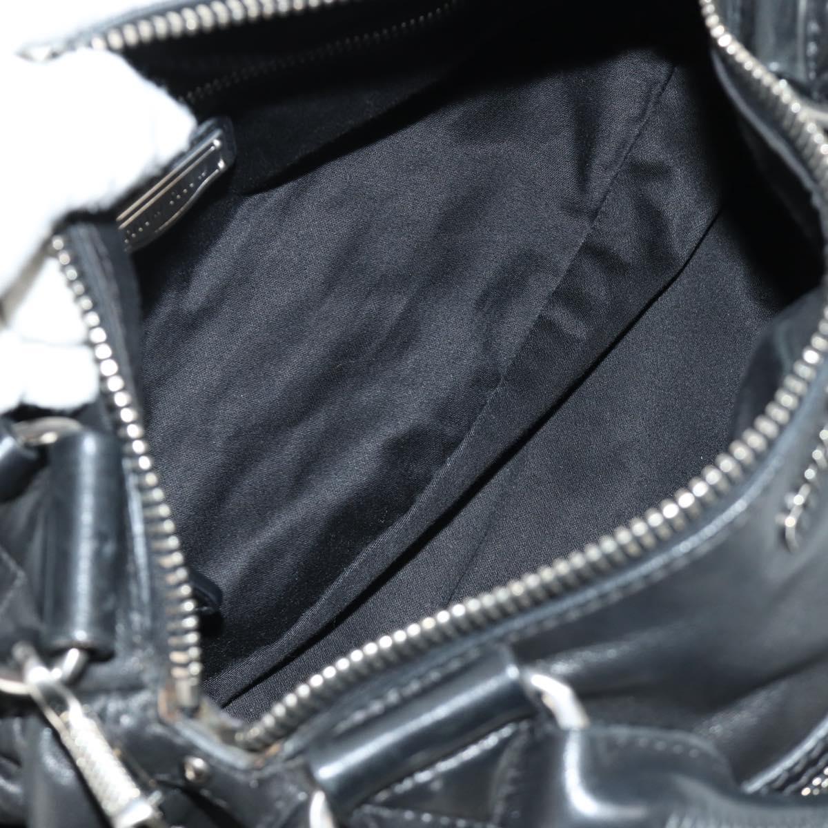 Miu Miu Hand Bag Leather 2way Black Silver Auth BA13790V