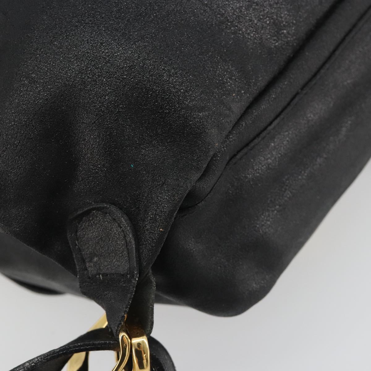 Gianni Versace Backpack Leather Black Gold Auth BA13798