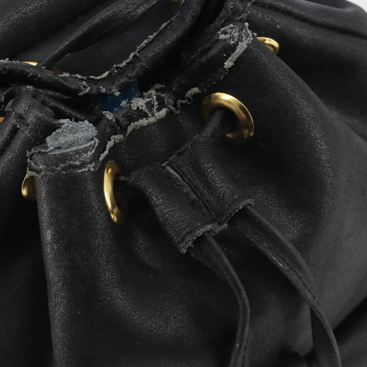 Gianni Versace Backpack Leather Black Gold Auth BA13798