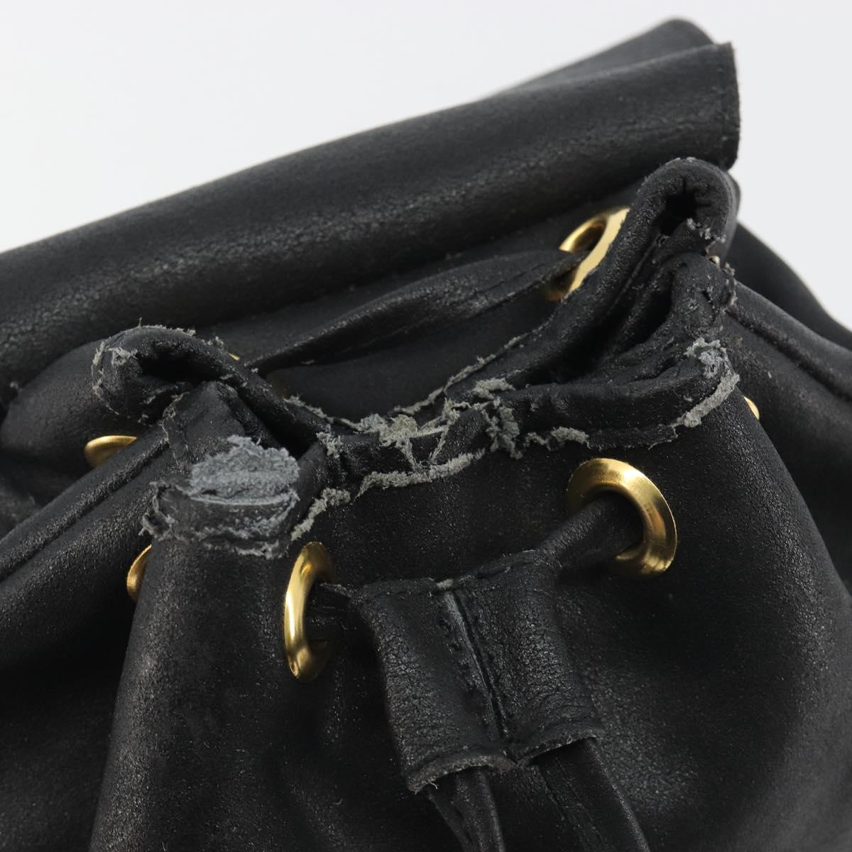Gianni Versace Backpack Leather Black Gold Auth BA13798