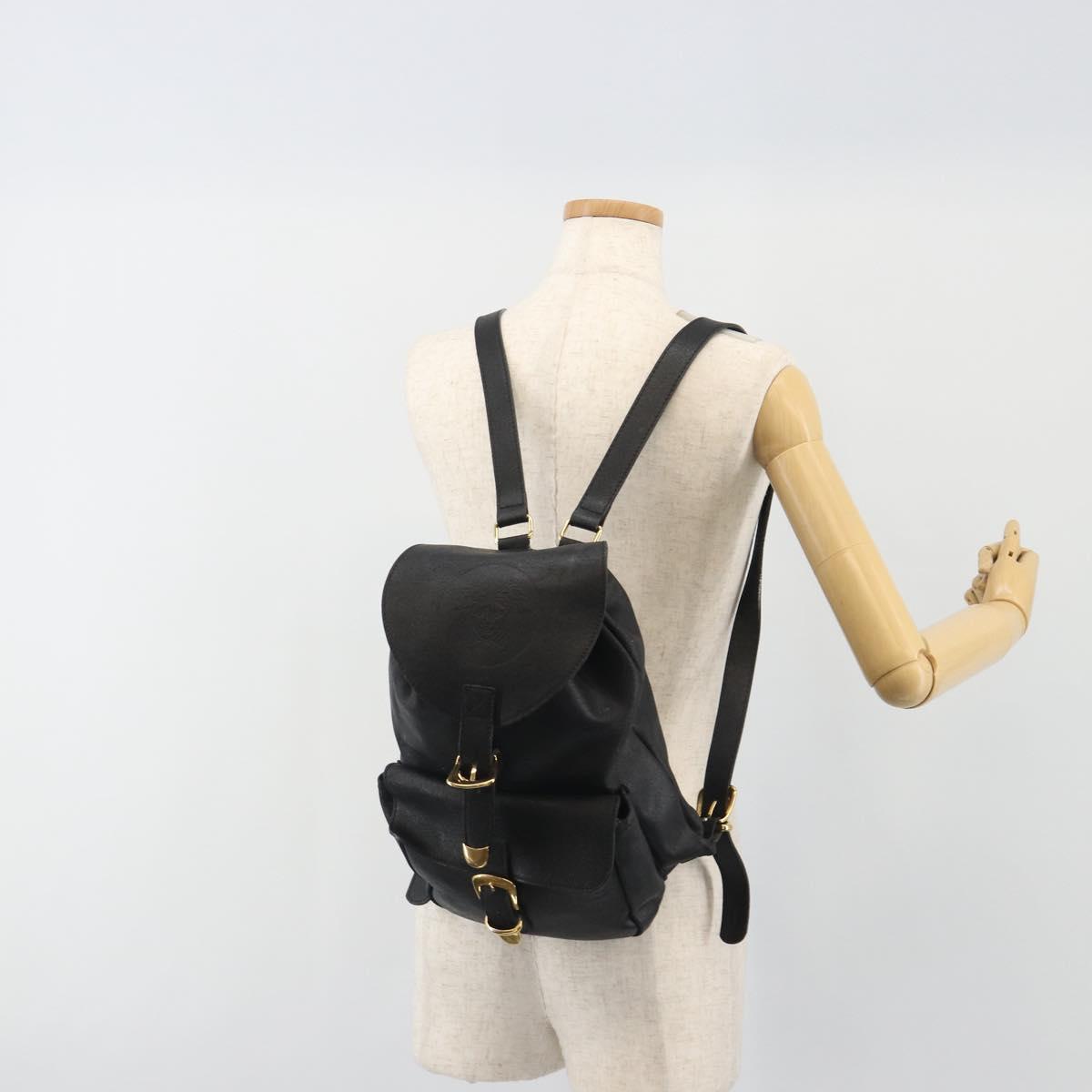 Gianni Versace Backpack Leather Black Gold Auth BA13798
