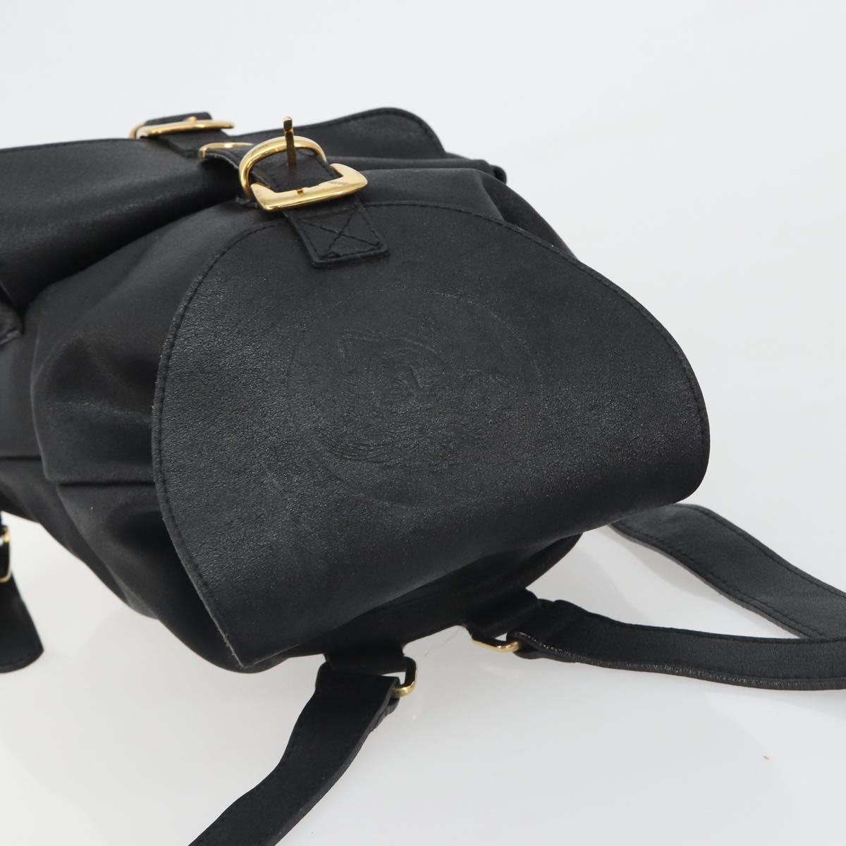 Gianni Versace Backpack Leather Black Gold Auth BA13798