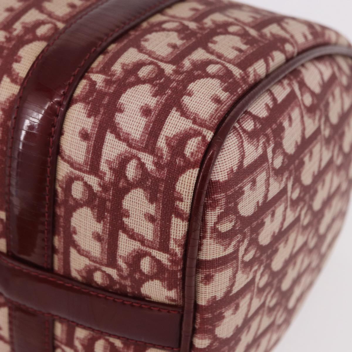 Christian Dior Trotter Canvas Hand Bag PVC Red Gold Auth BA13804A