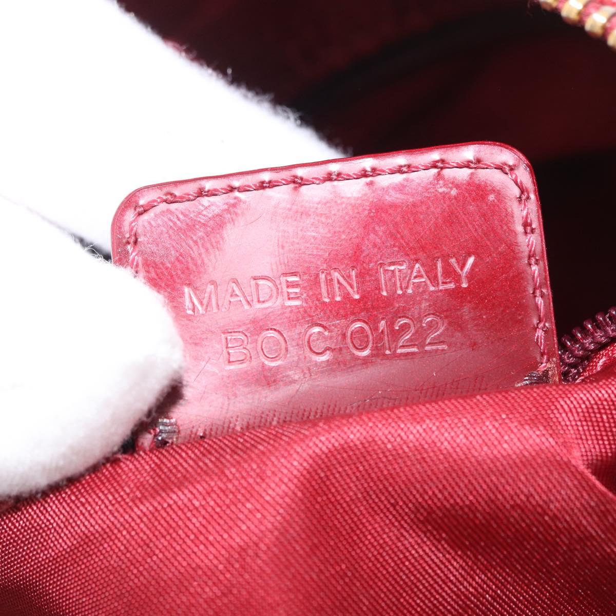 Christian Dior Trotter Canvas Hand Bag PVC Red Gold Auth BA13804A