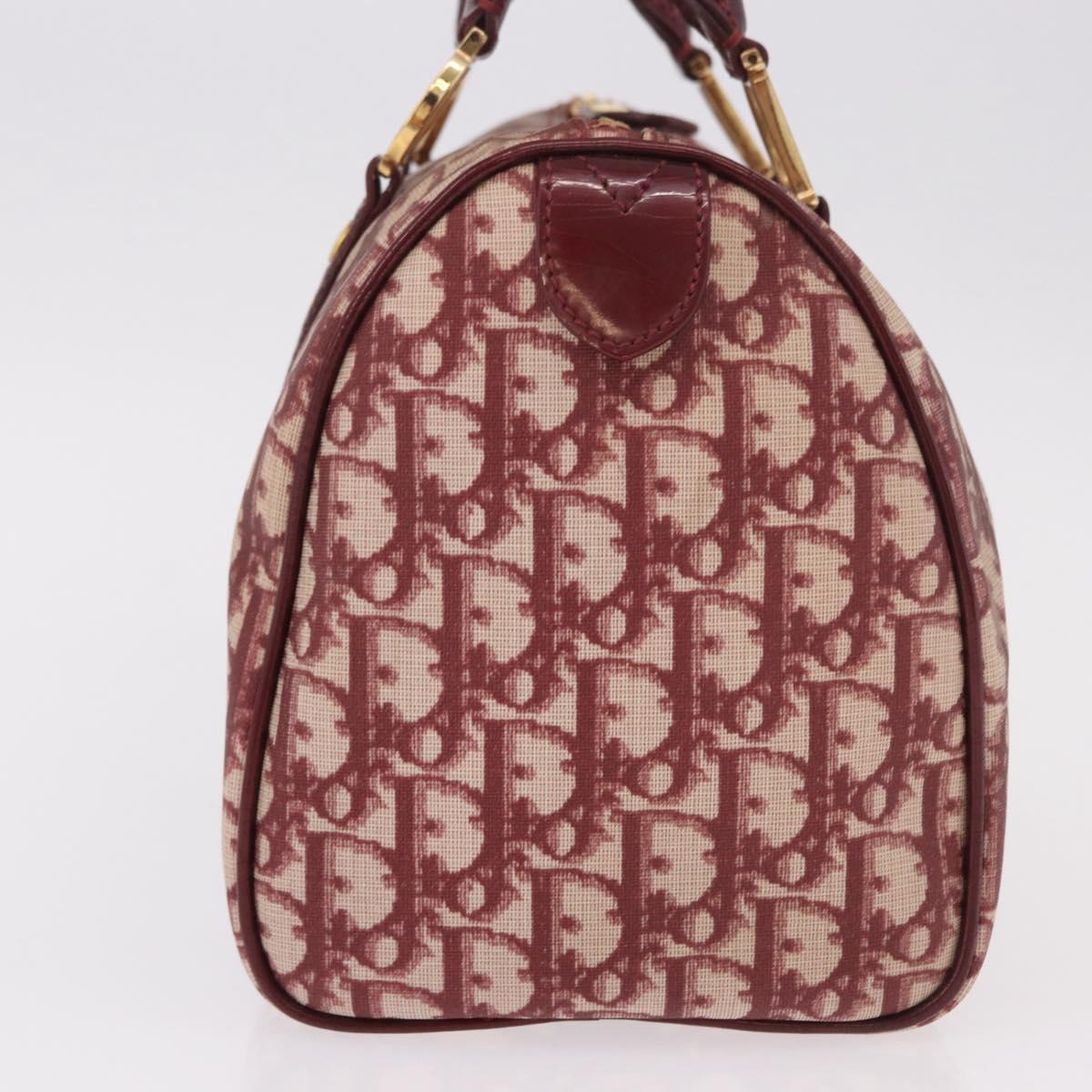 Christian Dior Trotter Canvas Hand Bag PVC Red Gold Auth BA13804A