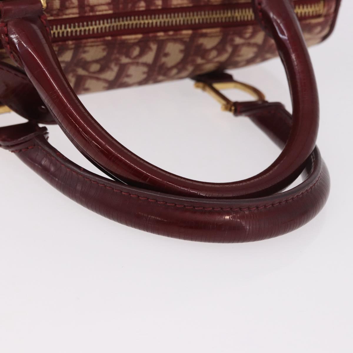 Christian Dior Trotter Canvas Hand Bag PVC Red Gold Auth BA13804A