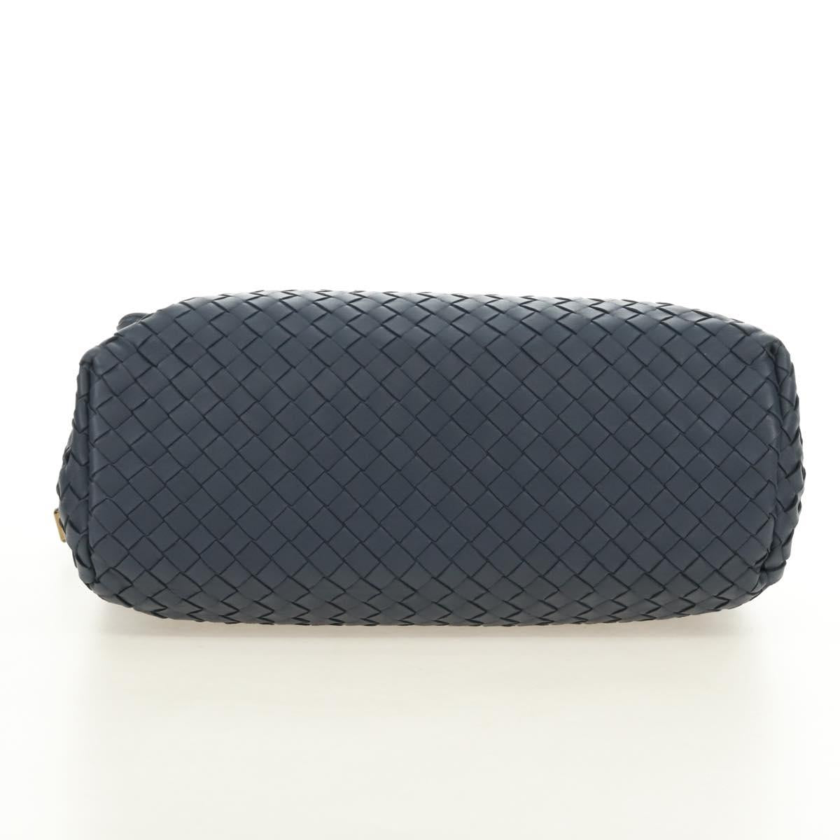 BOTTEGA VENETA INTRECCIATO Shoulder Bag Leather Navy Gold 162117 Auth BA13806V