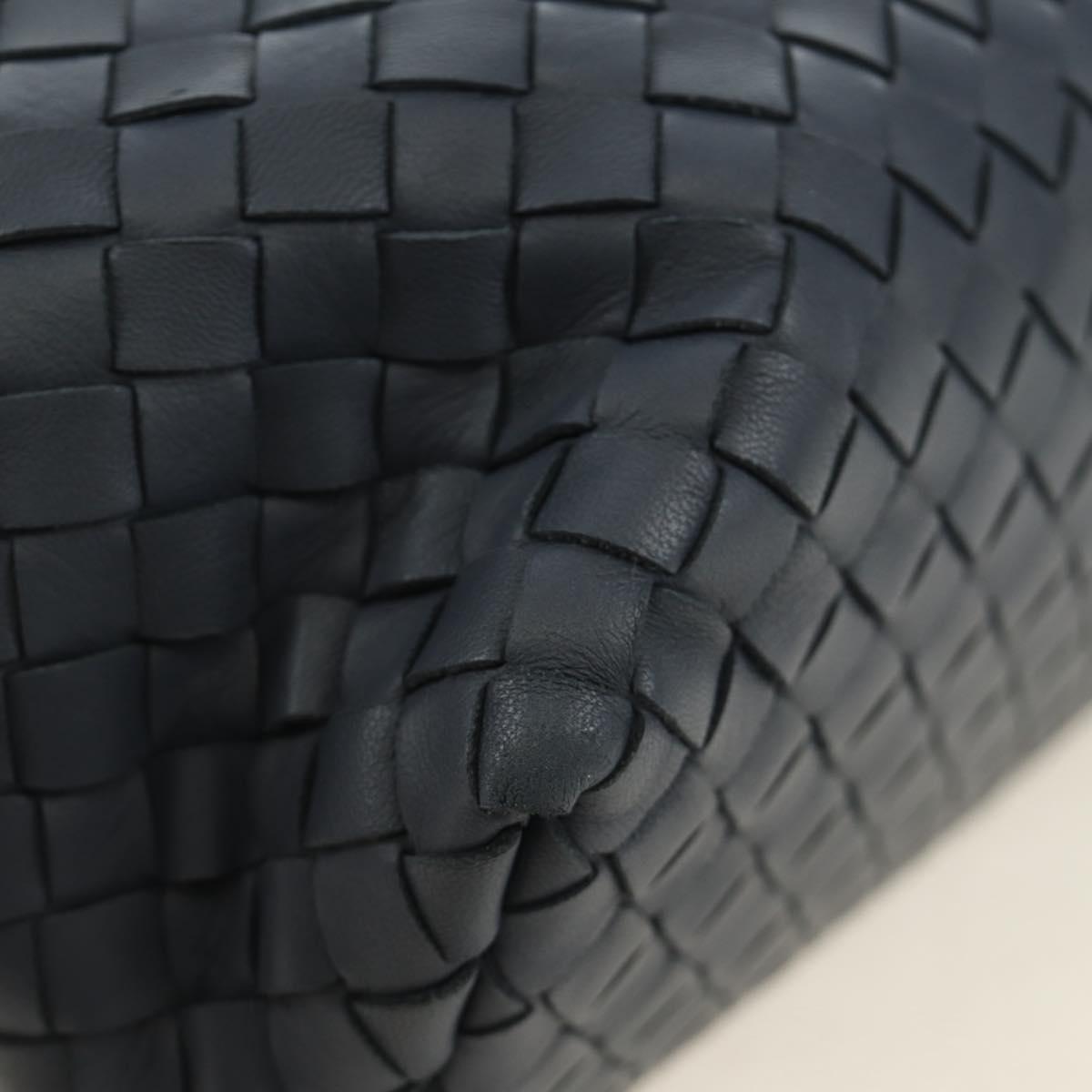 BOTTEGA VENETA INTRECCIATO Shoulder Bag Leather Navy Gold 162117 Auth BA13806V