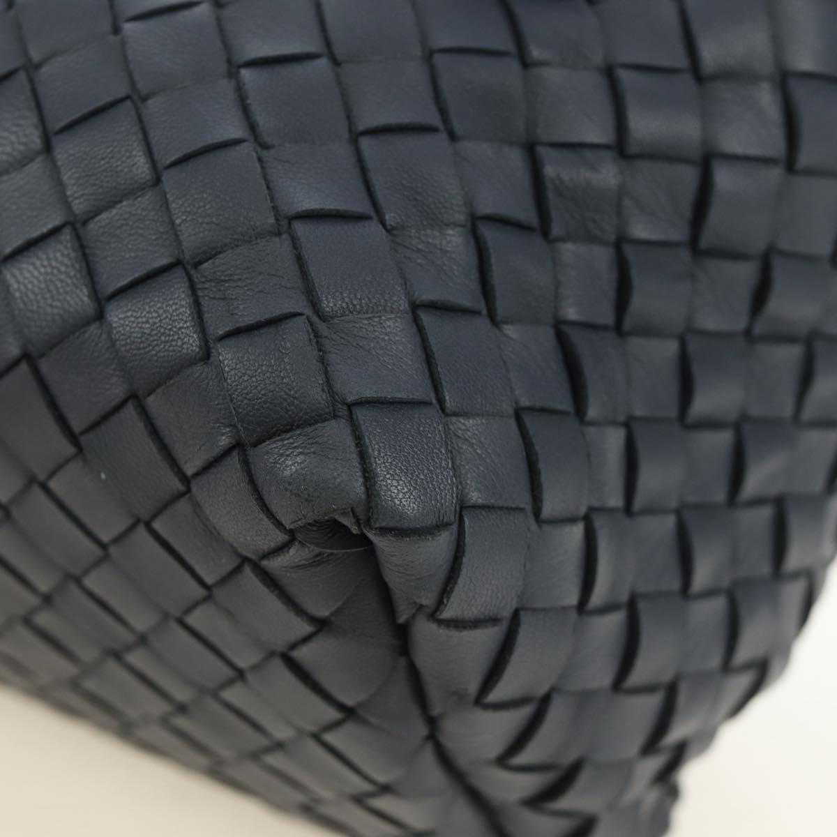 BOTTEGA VENETA INTRECCIATO Shoulder Bag Leather Navy Gold 162117 Auth BA13806V