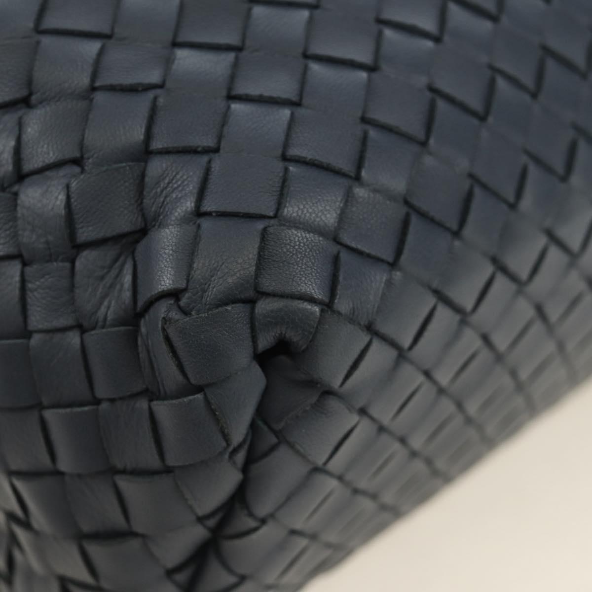 BOTTEGA VENETA INTRECCIATO Shoulder Bag Leather Navy Gold 162117 Auth BA13806V
