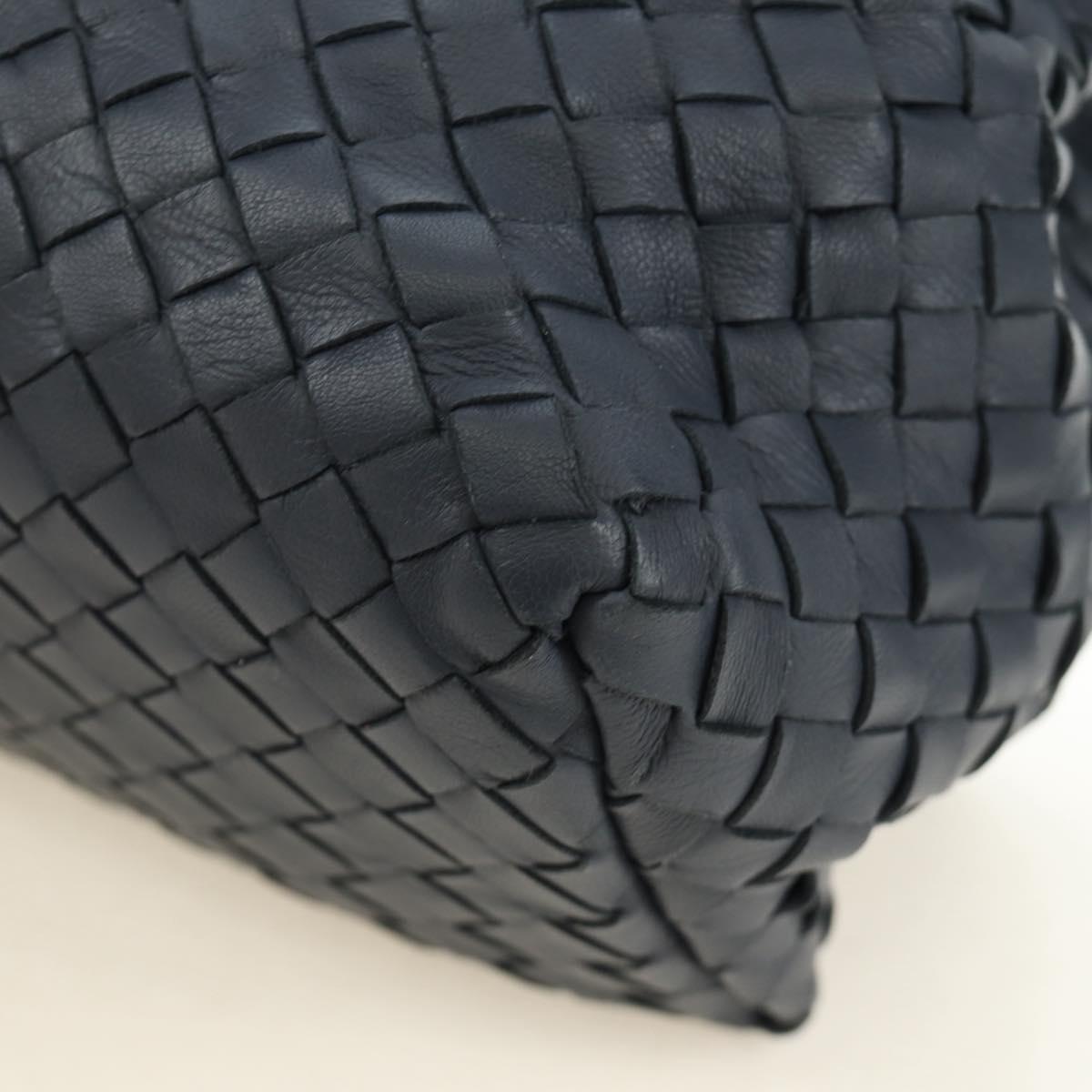 BOTTEGA VENETA INTRECCIATO Shoulder Bag Leather Navy Gold 162117 Auth BA13806V