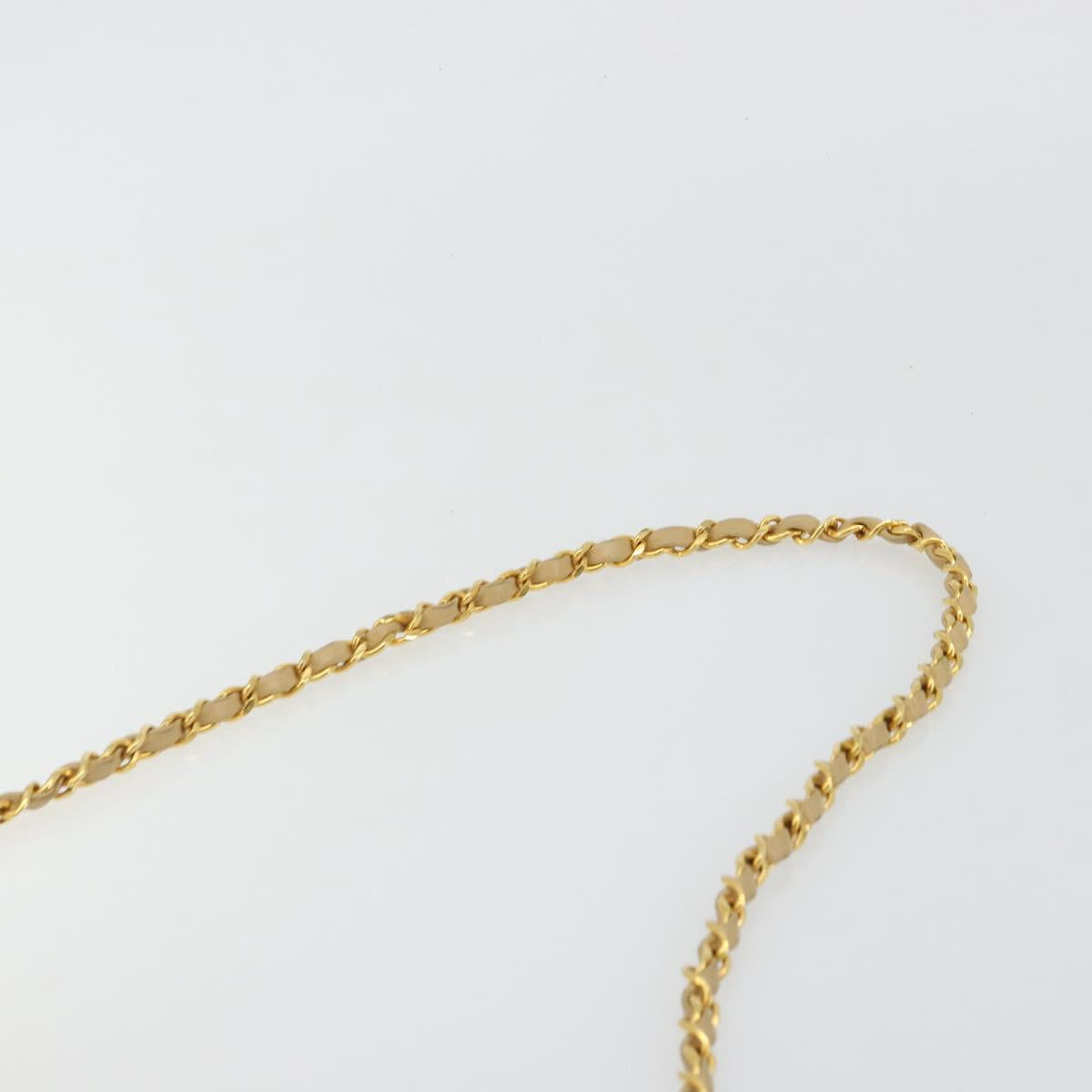 CHANEL Half Moon Chain Shoulder Bag Lamb Skin Beige Gold CC Auth BA13807A