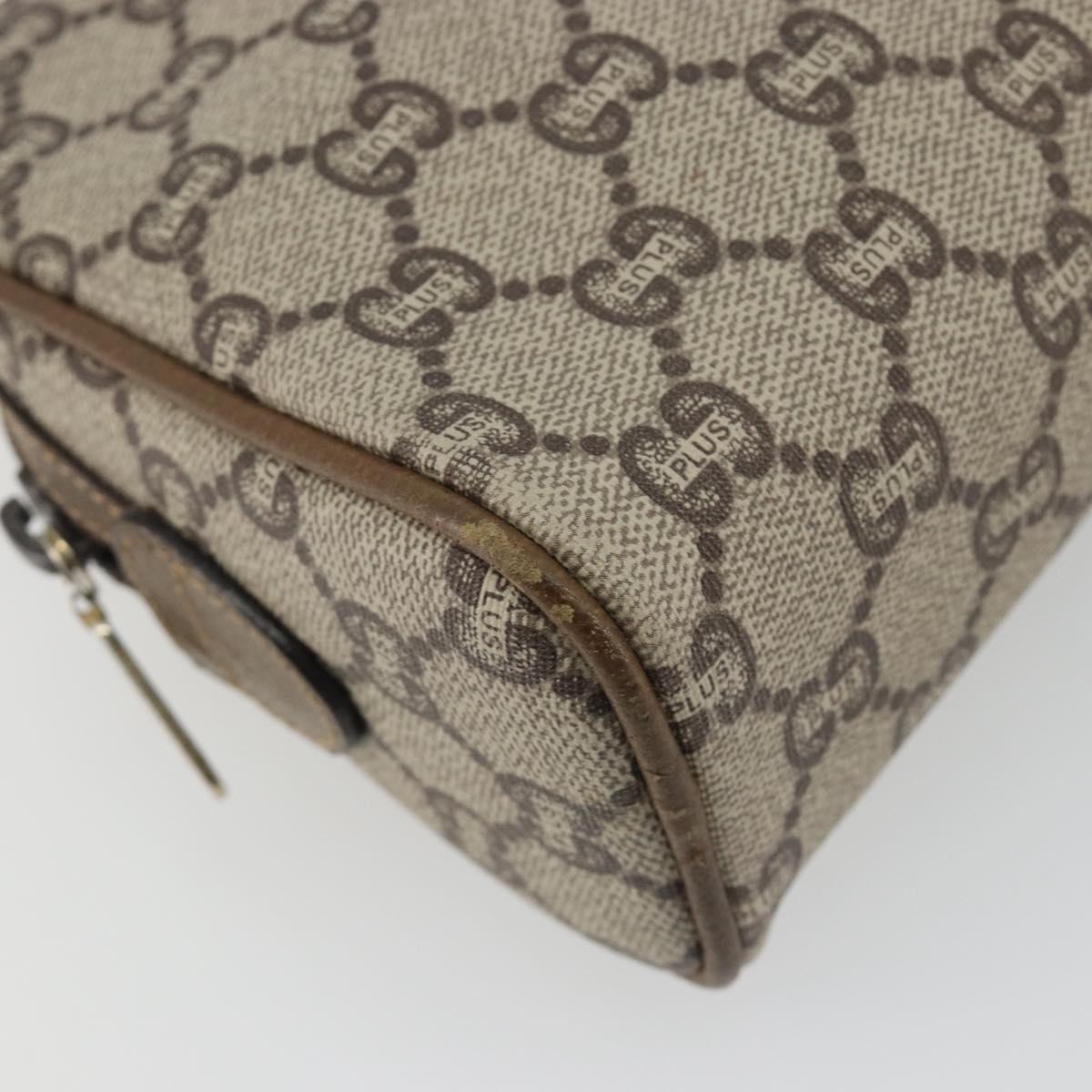 GUCCI GG Plus Supreme Shoulder Bag PVC Beige Gold Auth BA13812