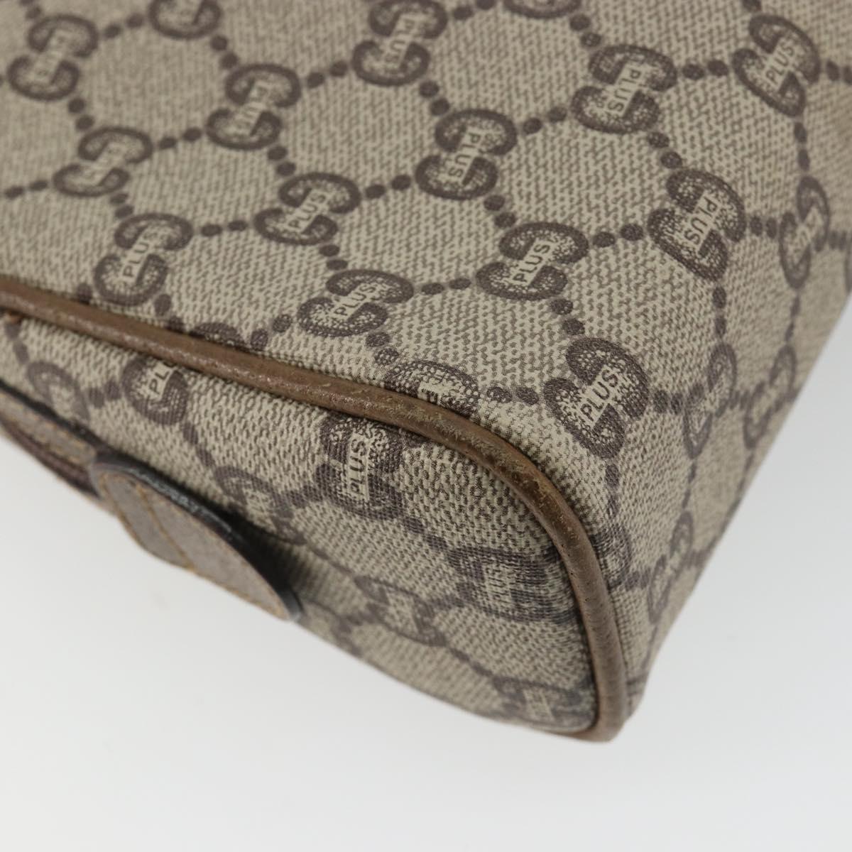 GUCCI GG Plus Supreme Shoulder Bag PVC Beige Gold Auth BA13812