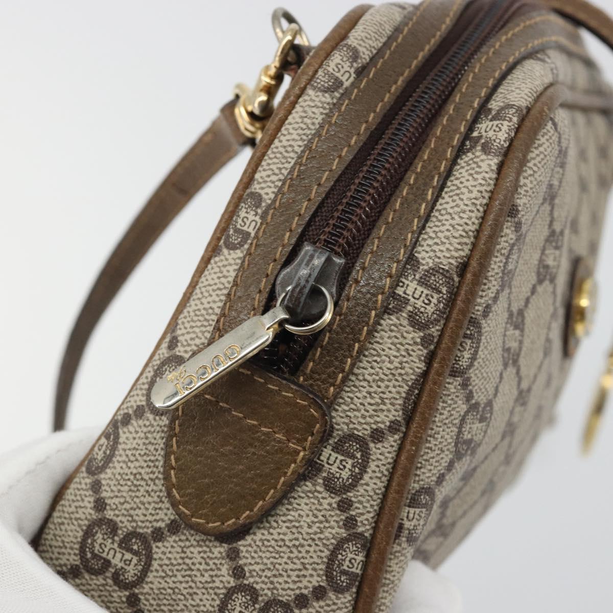 GUCCI GG Plus Supreme Shoulder Bag PVC Beige Gold Auth BA13812