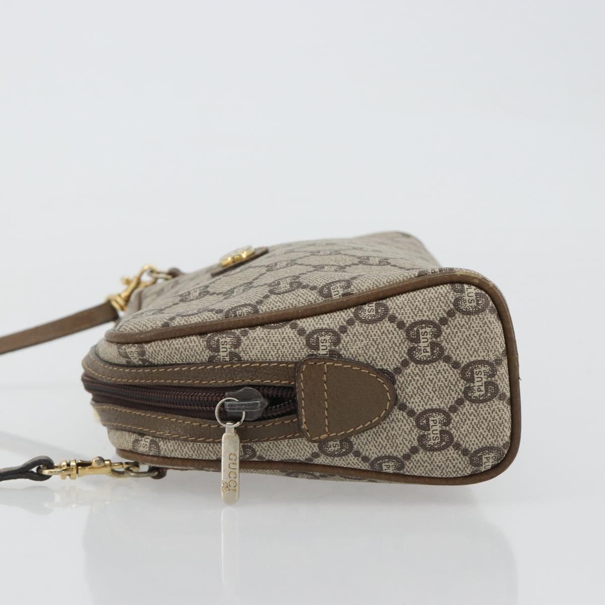 GUCCI GG Plus Supreme Shoulder Bag PVC Beige Gold Auth BA13812