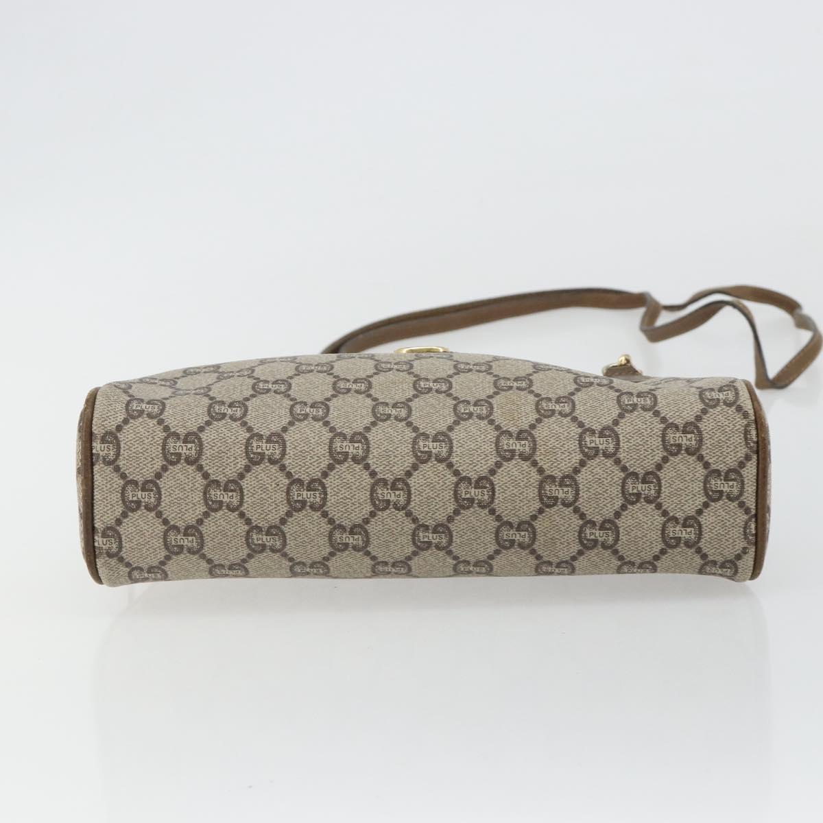 GUCCI GG Plus Supreme Shoulder Bag PVC Beige Gold Auth BA13812