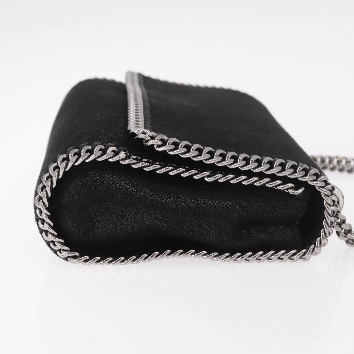 Stella MacCartney Falabella Chain Shoulder Bag Suede Black Silver Auth BA13822V