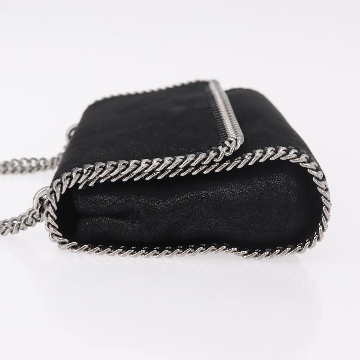 Stella MacCartney Falabella Chain Shoulder Bag Suede Black Silver Auth BA13822V