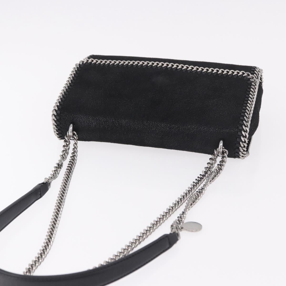 Stella MacCartney Falabella Chain Shoulder Bag Suede Black Silver Auth BA13822V