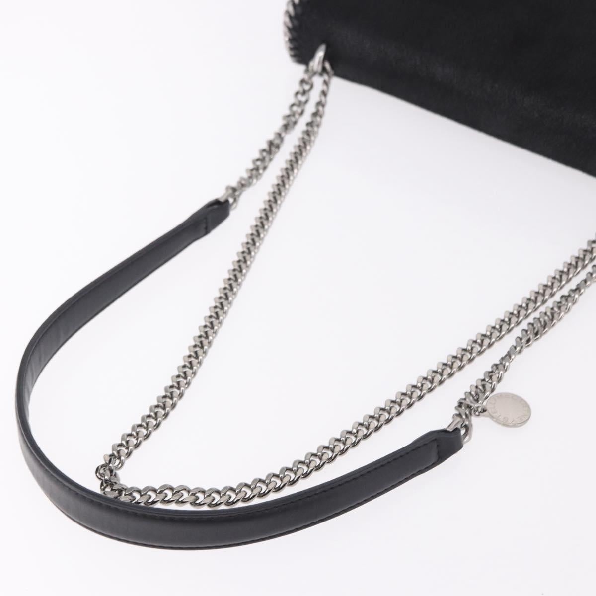 Stella MacCartney Falabella Chain Shoulder Bag Suede Black Silver Auth BA13822V