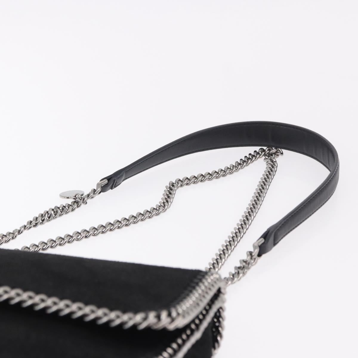 Stella MacCartney Falabella Chain Shoulder Bag Suede Black Silver Auth BA13822V