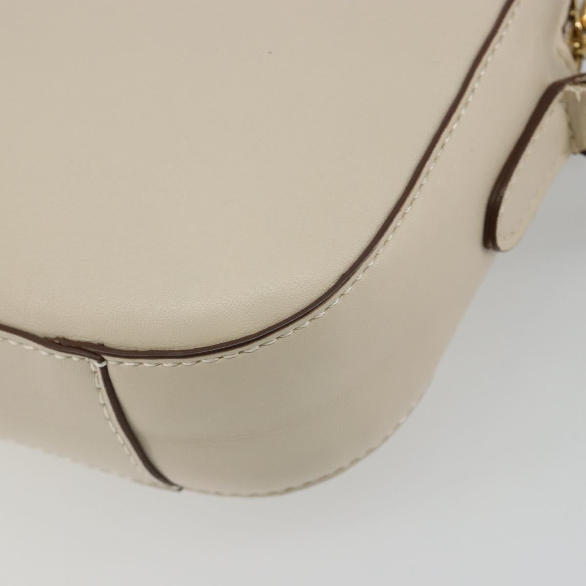Stella MacCartney Shoulder Bag Leather Ivory Gold Auth BA13823