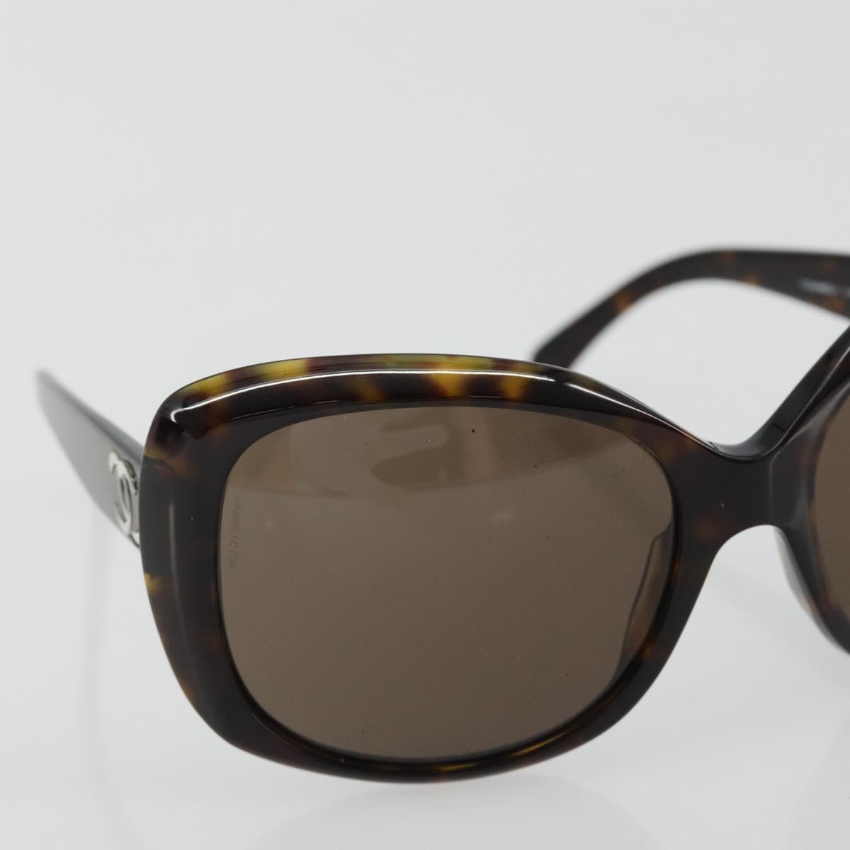 CHANEL Tortoise Pattern Sunglasses Plastic Brown CC Auth BA13826