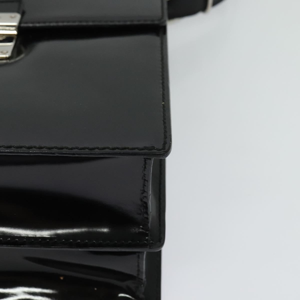 GUCCI Shoulder Bag Patent Leather Black Silver 018 123 1003 Auth BA1383