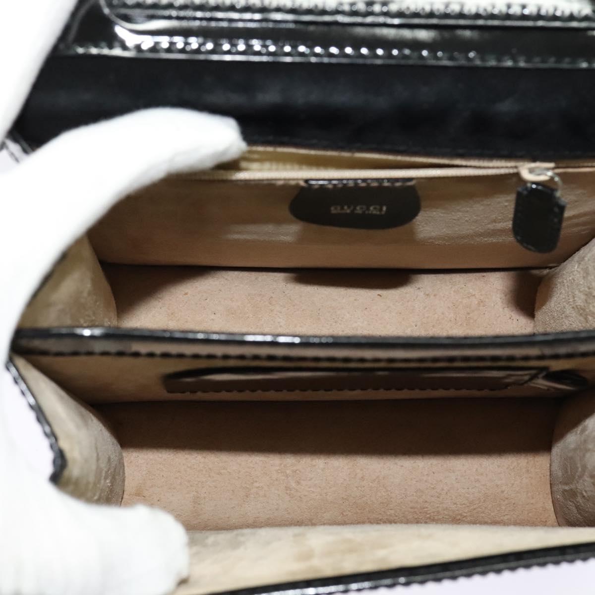 GUCCI Shoulder Bag Patent Leather Black Silver 018 123 1003 Auth BA1383