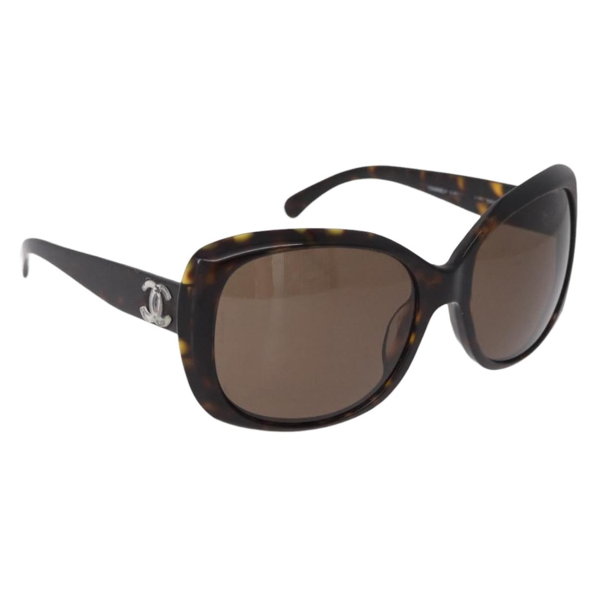 CHANEL Sunglasses Plastic Brown CC Auth BA13831