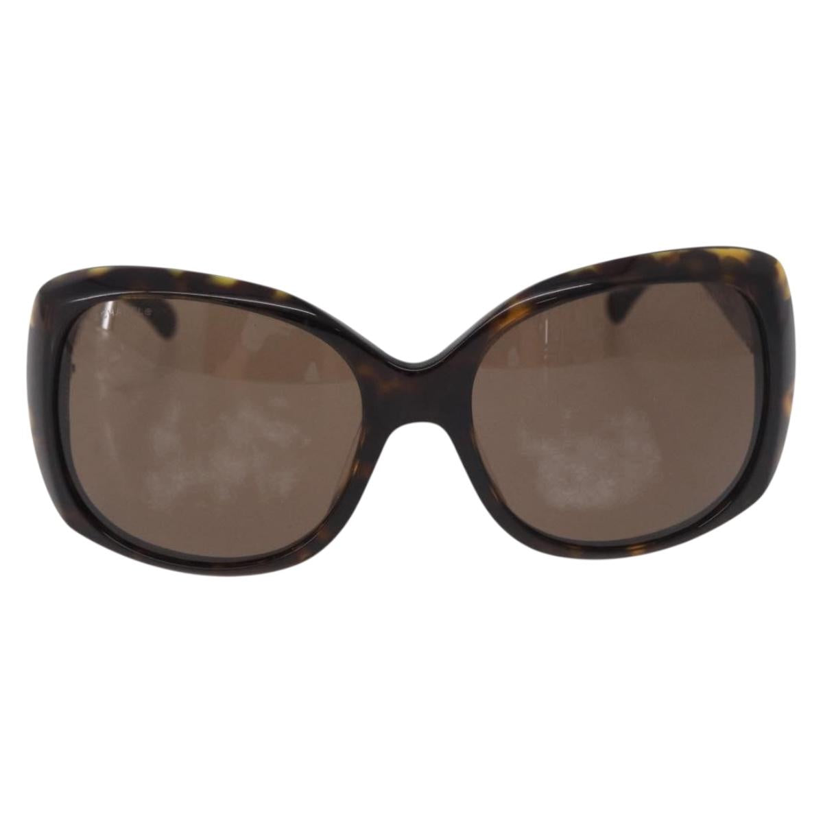 CHANEL Sunglasses Plastic Brown CC Auth BA13831