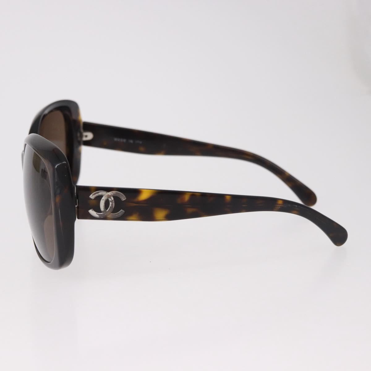 CHANEL Sunglasses Plastic Brown CC Auth BA13831