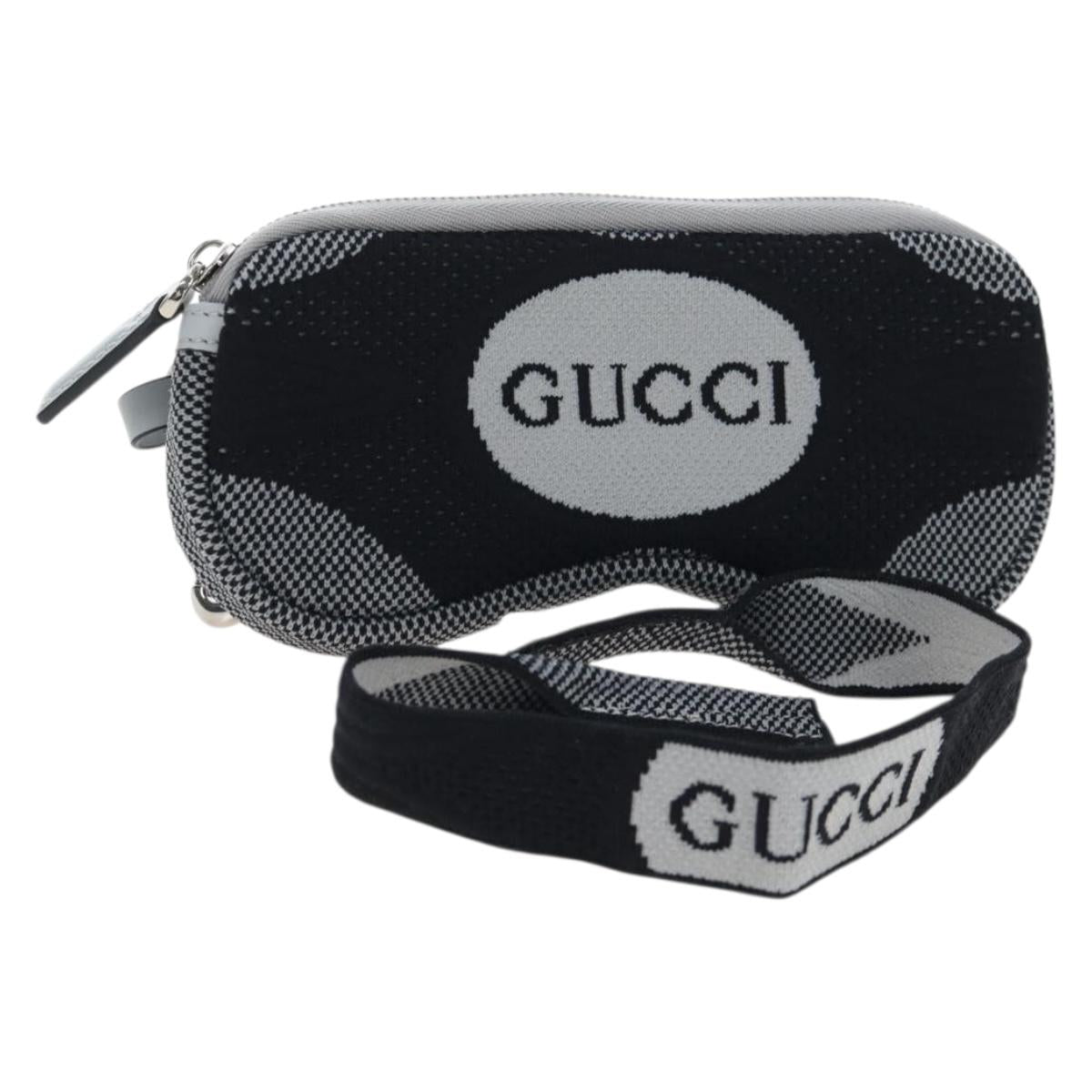 GUCCI Glasses Case Technical knit Black Silver 824707 Auth BA13837M