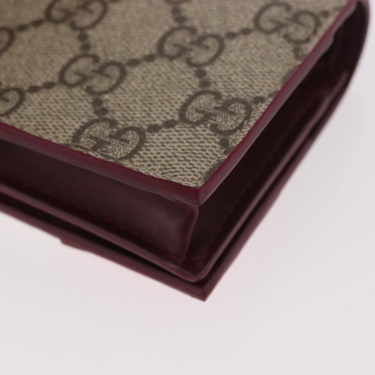 GUCCI GG Supreme Bifold Wallet PVC Beige Gold 818767 Auth BA13845M
