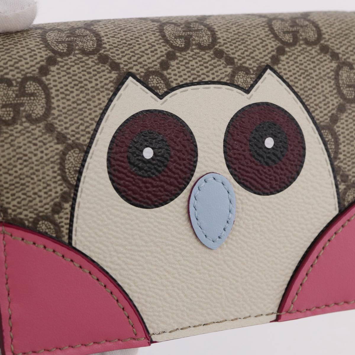 GUCCI GG Supreme Bifold Wallet PVC Beige Gold 818767 Auth BA13845M