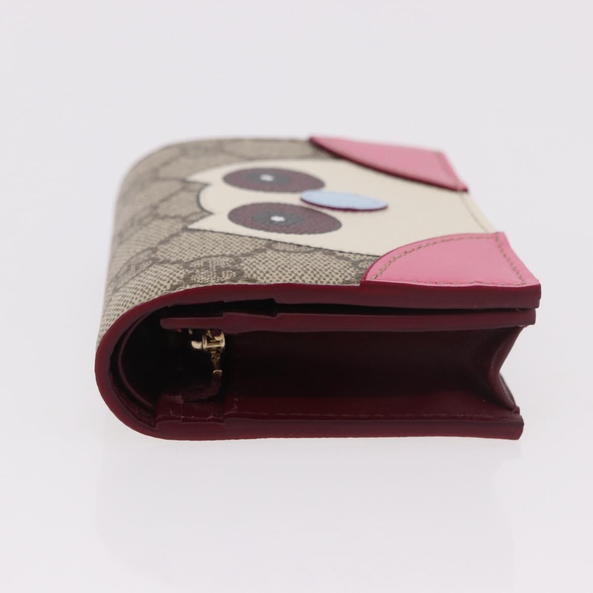 GUCCI GG Supreme Bifold Wallet PVC Beige Gold 818767 Auth BA13845M