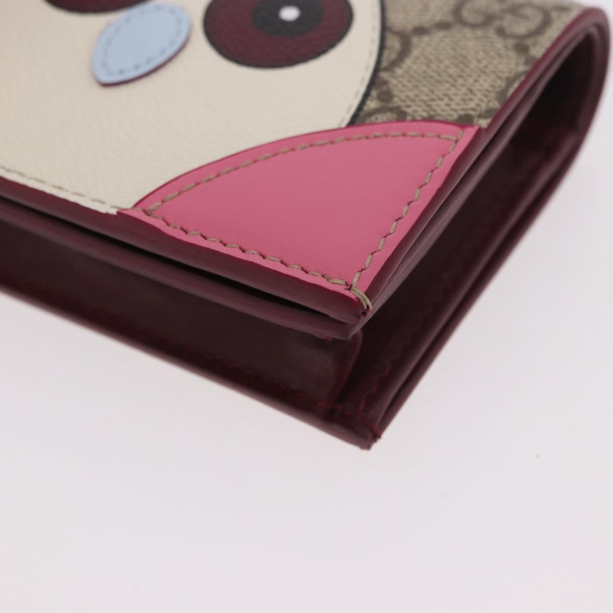 GUCCI GG Supreme Bifold Wallet PVC Beige Gold 818767 Auth BA13845M