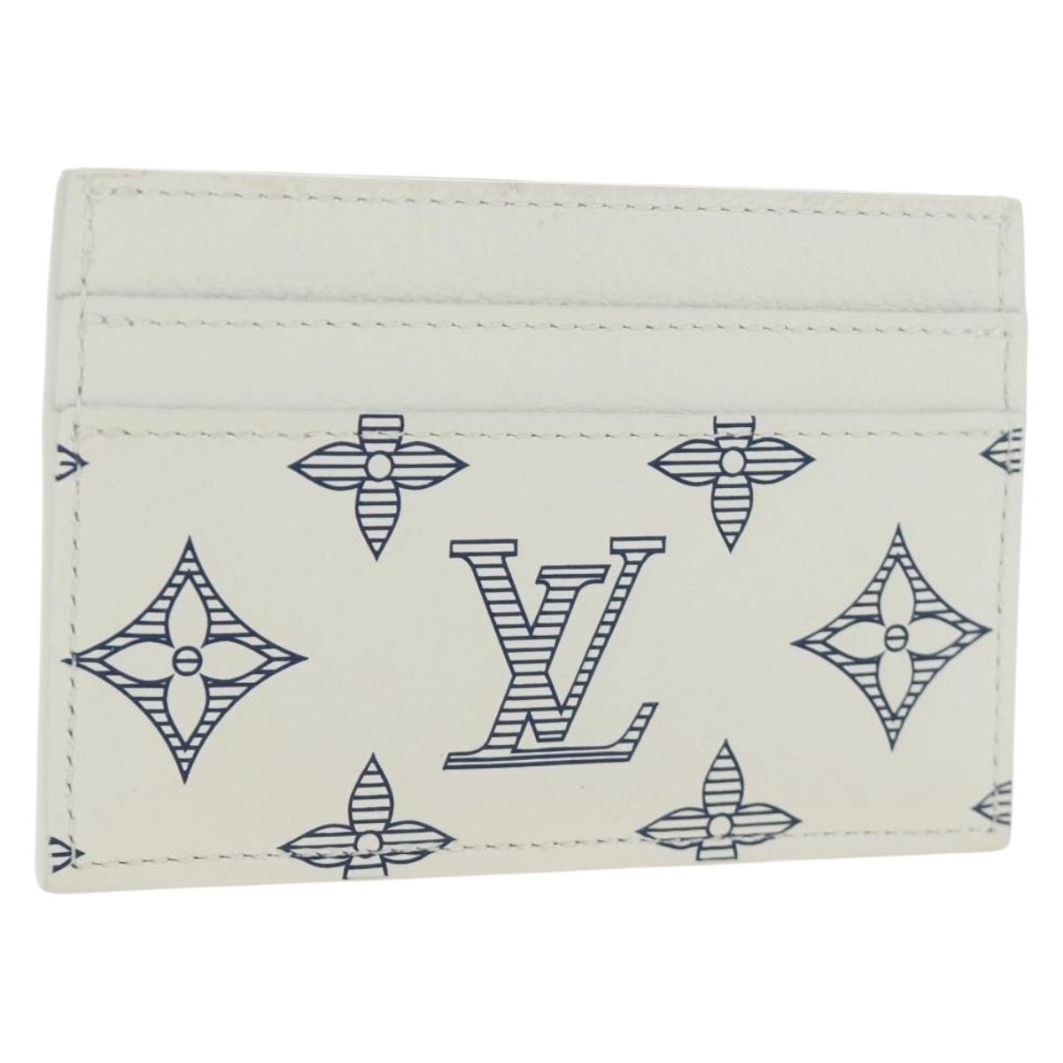 LOUIS VUITTON Monogram Shadow Porte Cartes Double White M83699 Auth BA13846SAM