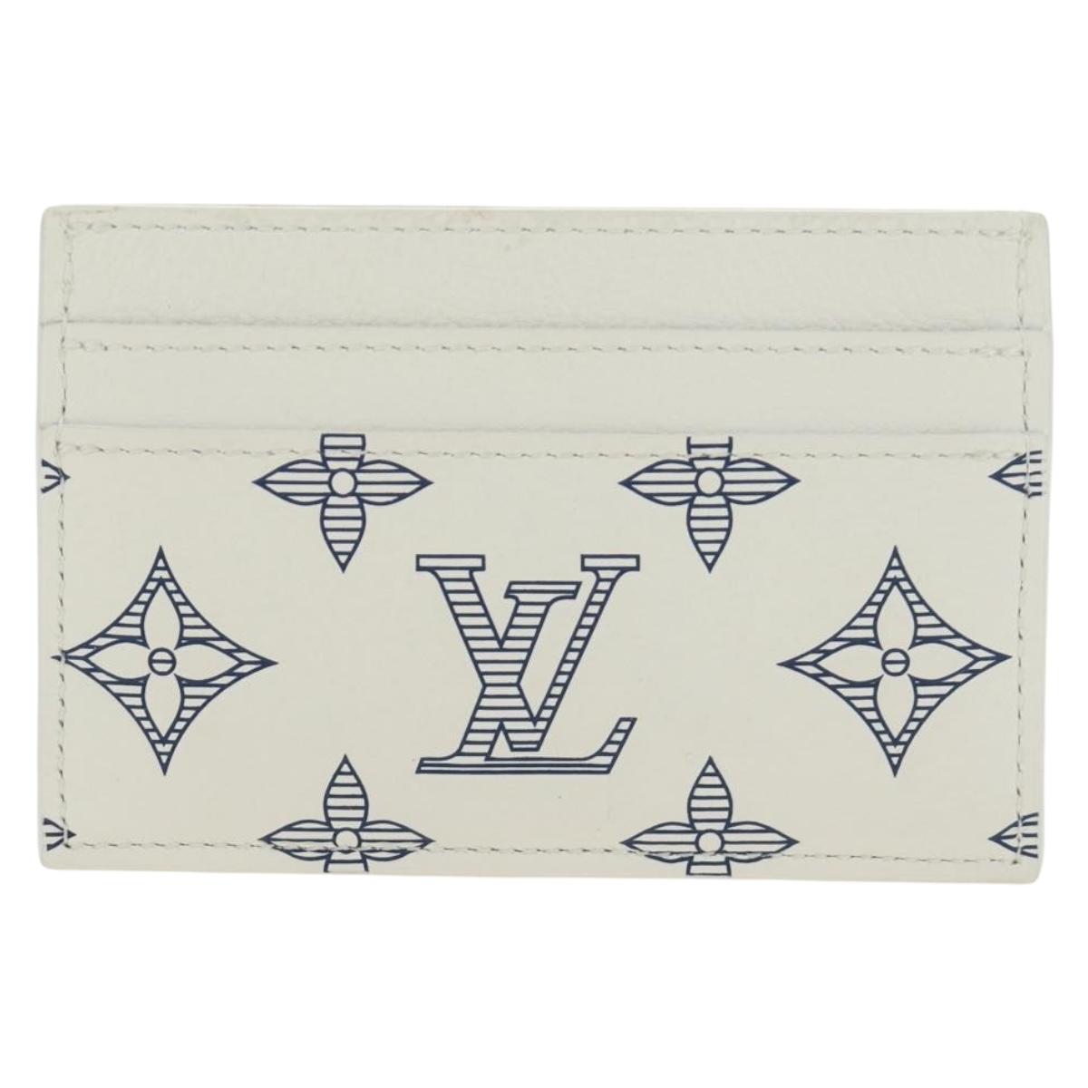 LOUIS VUITTON Monogram Shadow Porte Cartes Double White M83699 Auth BA13846SAM