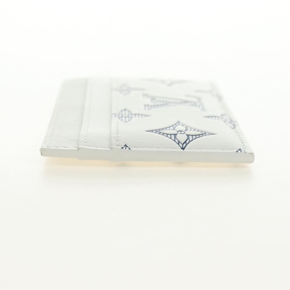 LOUIS VUITTON Monogram Shadow Porte Cartes Double White M83699 Auth BA13846SAM